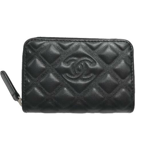 Chanel coin case lambskin black diamond CC matelasse rare line - Picture 2 of 16